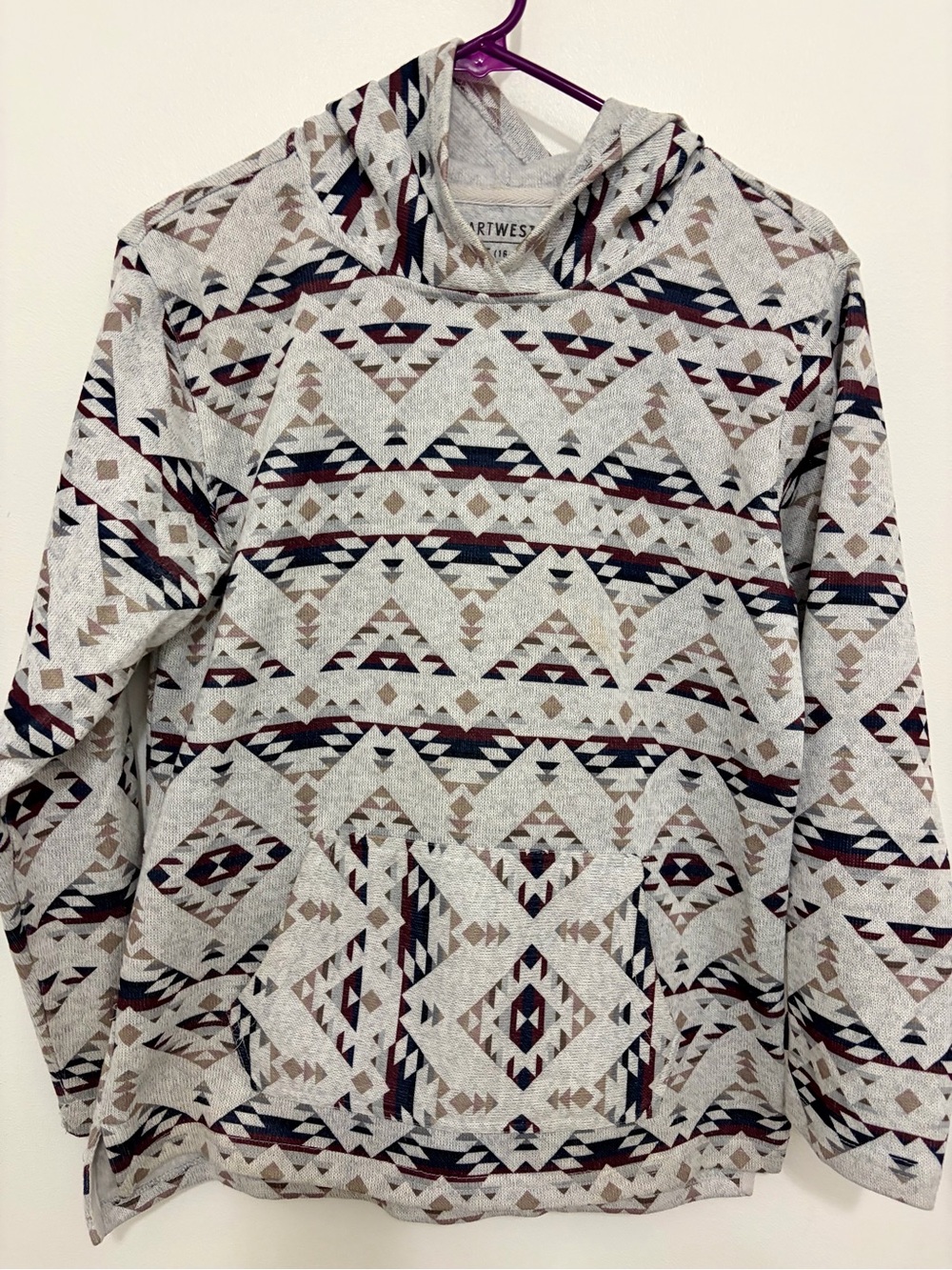 Artisanal Pattern Crewneck Sweater Hoodie - Beige & Brown